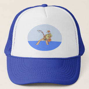 Sombrero de pescador azul y blanco