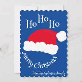 Sombrero de Santa Ho Ho Ho Feliz Navidad Azul Blan