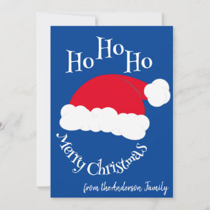 Sombrero de Santa Ho Ho Ho Navidad Azul Blanco