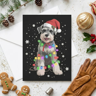 Sombrero de Santa Schnauzer Luces de Navidad Perro