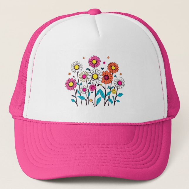 Sombrero lindo con flores coloridas (Anverso)
