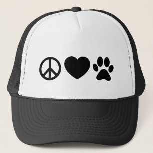 Sombrero para camioneros de paz, amor y perros