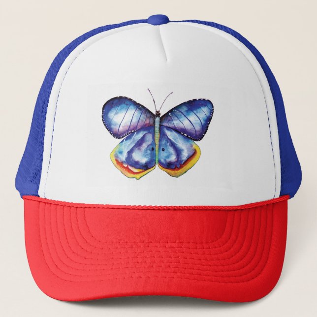 Sombrero para camioneros de pintura de mariposa az (Anverso)