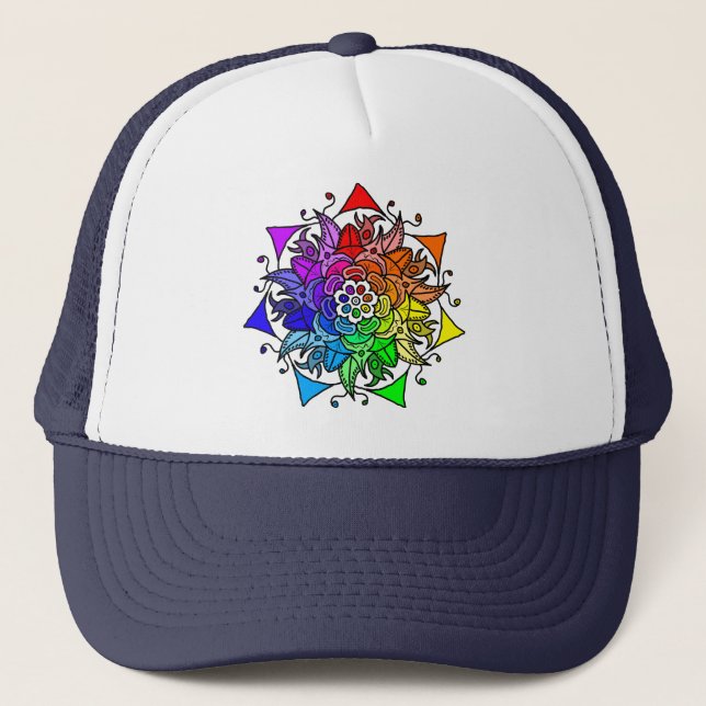 Sombrero para camiones Rainbow Mandala (Anverso)