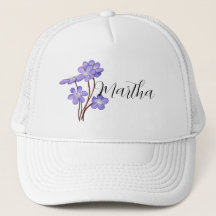 Sombrero Trucker con flor de acuarela Lila con nom
