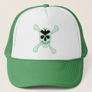 Sombrero Verde de Calavera y Huesos Cruzados