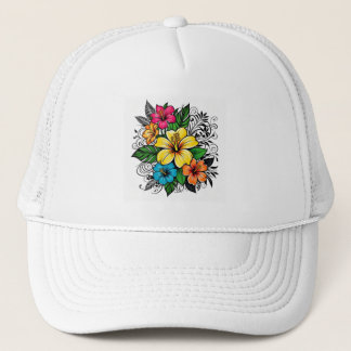 Sombrero Vibrante Floral de Béisbol y Camión