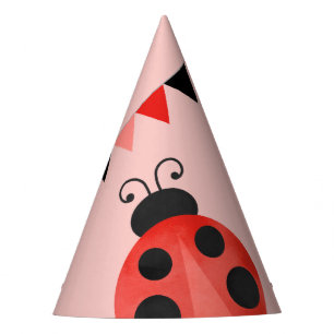 Sombreros de papel de cumpleaños de mariquita acua