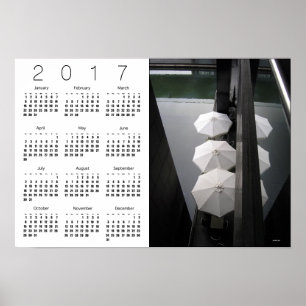Sombrillas París Póster Calendario Blanco 2017