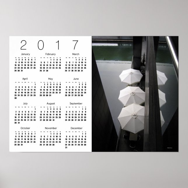 Sombrillas París Póster Calendario Blanco 2017 (Frente)