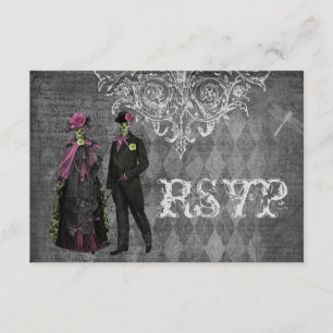 Sombrío Boda RSVP de Halloween Bride & Groom