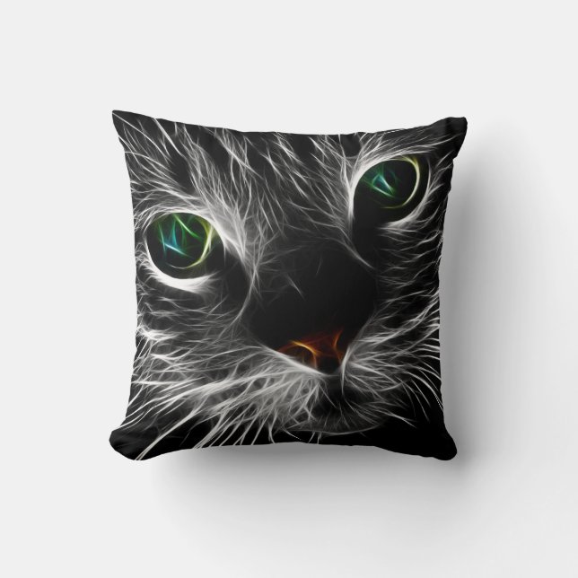 Sombrío gato felino Cojín decorativo de animal esp (Anverso)
