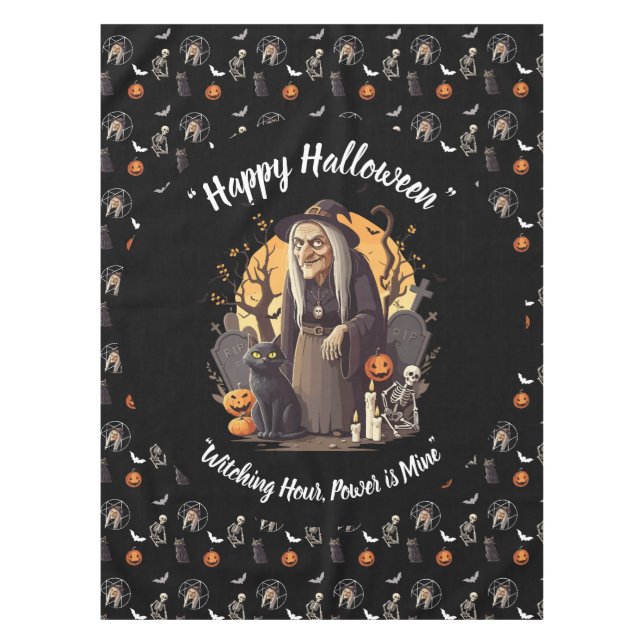 🕸️ Sombrío mantel de Halloween de brujas 🎃 👻 (Anverso)