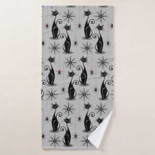 Sombríos gatos atómicos retro en gris pálido