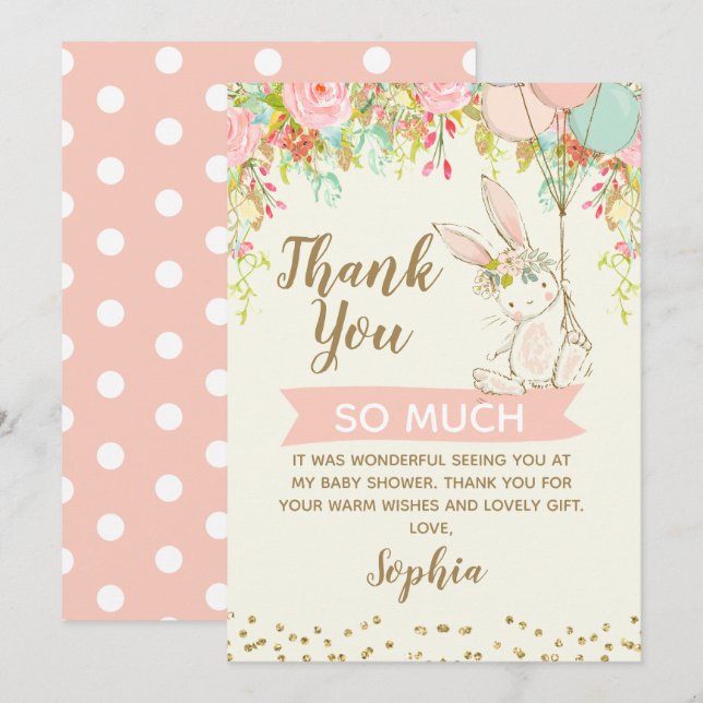 Somebunny Sweet Bunny Baby Shower Gracias Tarjeta (Anverso / Reverso)
