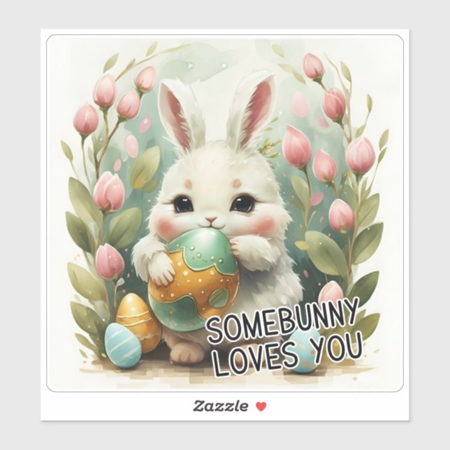 Somebunny te ama Pegatina de Vinyl de Pascua (Hoja)