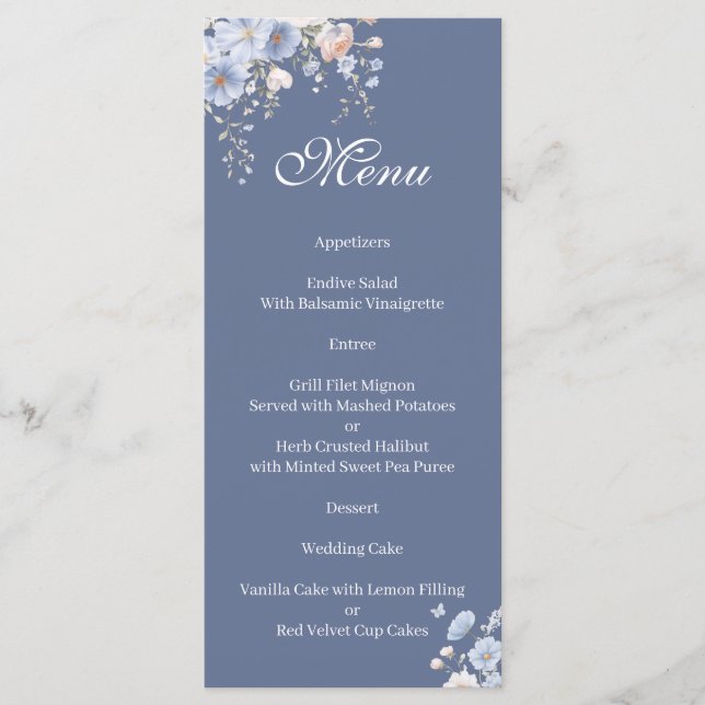 Something blue floral  Menu (Anverso)