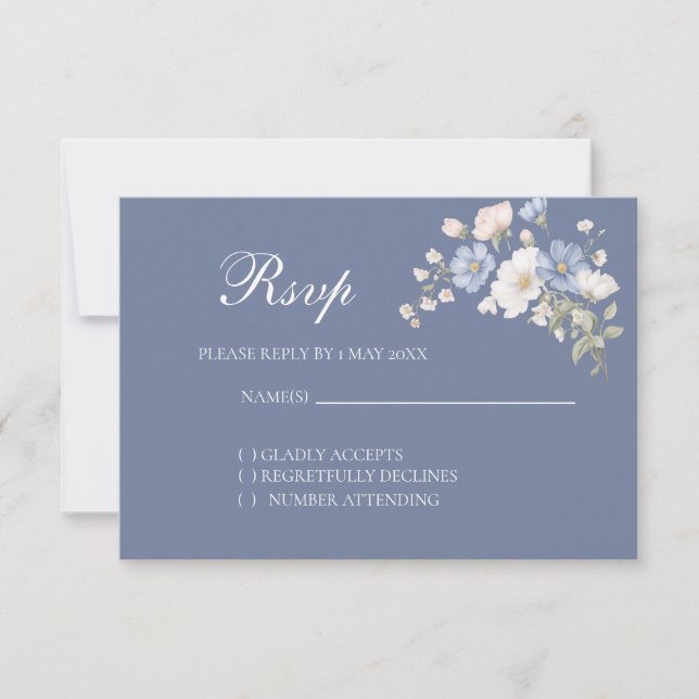 Something Blue Wedding RSVP card (Anverso)
