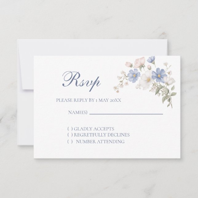 Something Blue Wedding RSVP card (Anverso)
