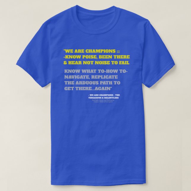 SOMOS CAMPEONES: Camiseta de POZA y RUIDO (Diseño del anverso)