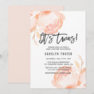 ¡Son gemelos! Invitación de chica Baby Shower