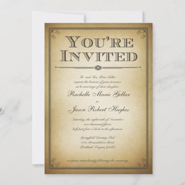 Son Invitaciones de matrimonio de cosechas vacías  (Anverso)