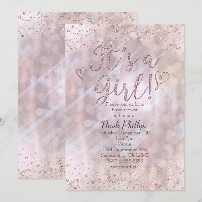 Son las invitaciones de perla de Shimmery de un Ch (Anverso / Reverso)