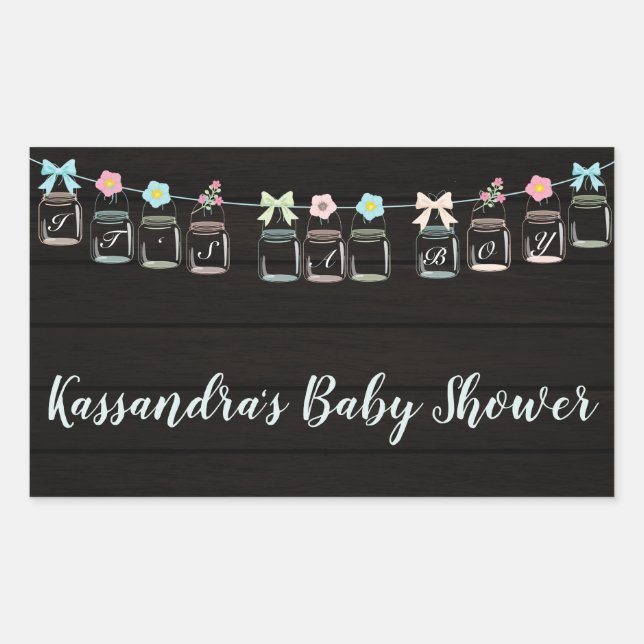 Son los Pegatinas de Baby Shower de Mason Jar, un  (Anverso)