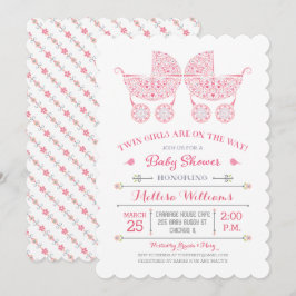 ¡Son niñas gemelas! Invitación a la fiesta de bebé