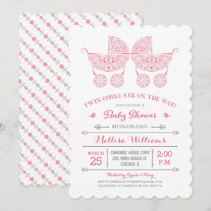 ¡Son niñas gemelas! Invitación a la fiesta de bebé