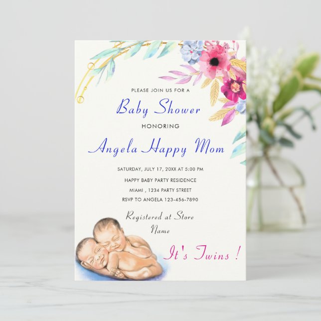 ¡Son niños gemelos! Invitación a Baby Shower de Sw (Anverso de pie)