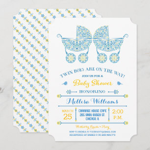 ¡Son Niños Gemelos! Invitación a la Fiesta de Bebé