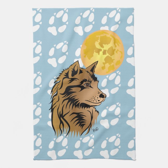 soñando cachorro de lobo paño de vajilla (Vertical)