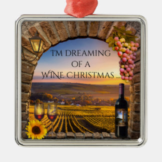 Soñando con un ornamento de Navidad de vino