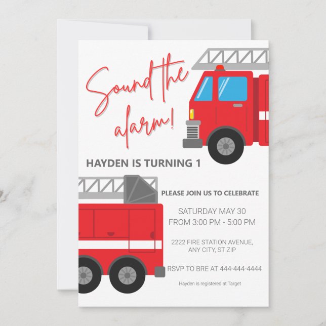 Sonar la invitación de cumpleaños de la camioneta  (Anverso)