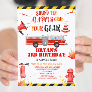 Sonar la invitación de cumpleaños del bombero de l