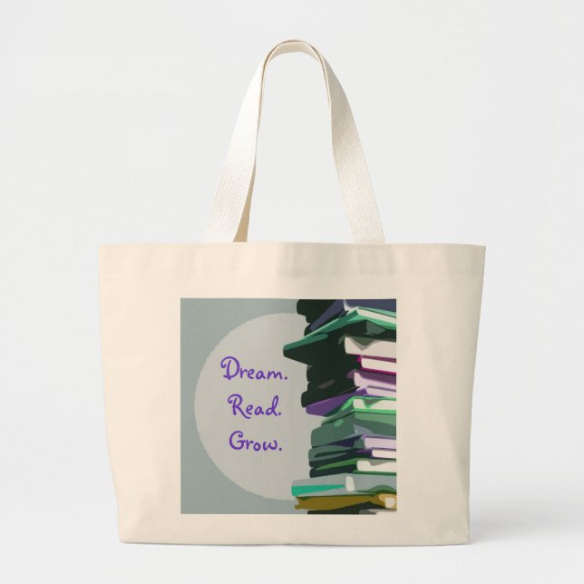 Soñar. Leer. Crecer. Pila de libros - Bolsa (Frente)