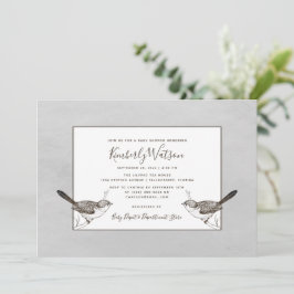 Songbird Pair Baby Shower | Invitación gris