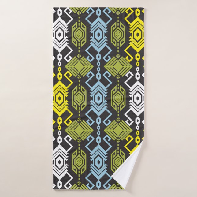 Songket Tenun Geometric Seamless Pattern with Crea (Toalla de baño)