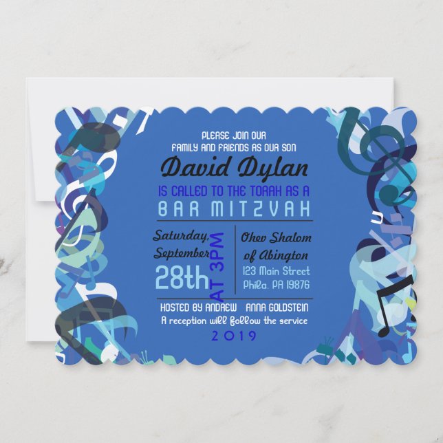 SONIDO DE LA Invitación a Mitzvah Bat Bar (Anverso)