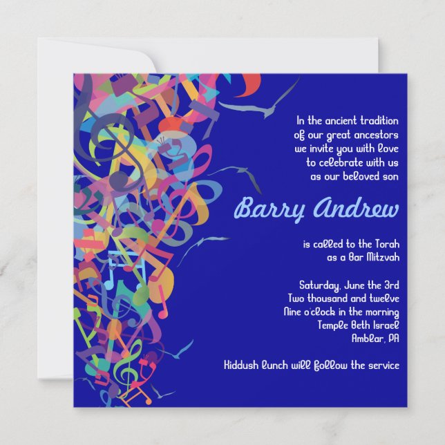 SONIDO DE LA Invitación a Mitzvah Bat Bar (Anverso)