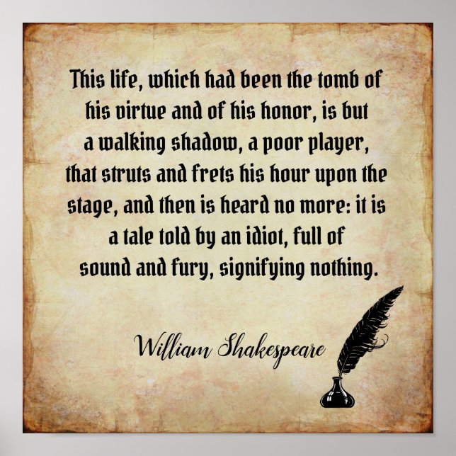 Sonido y furia - Impresión de cita de Shakespeare (Frente)