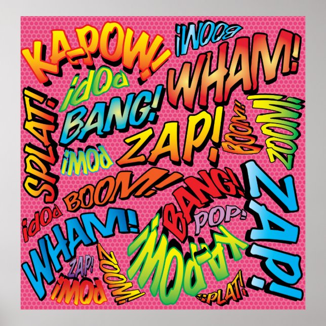 Sonidos divertidos del arte pop de cómics retro (Frente)