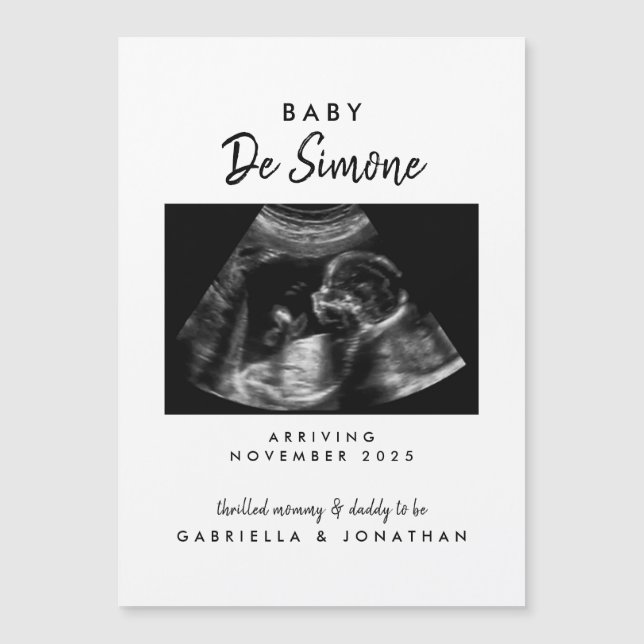 Sonogram Photo Pregnancy Announcement Magnet Card (Anverso)