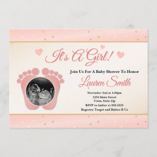 Sonograma Chica de invitación Baby Shower, dedos r