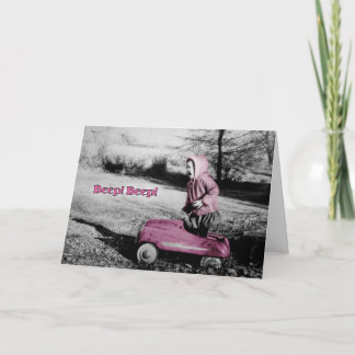 ¡Sonría! Beep! tarjeta - ¡Chica! -rosa fuerte