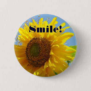 ¡Sonríe! botón Amarillo Soleado Brillante Girasol