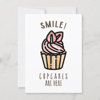 ¡Sonríe! Cupcakes están aquí Tarjeta de diseño ros