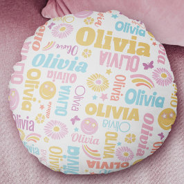 Sonríe flor gráfica pastel preppy lanzar almohada