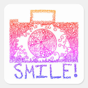 "¡Sonríe!" Pegatinas de la plaza de la cámara Sunr
